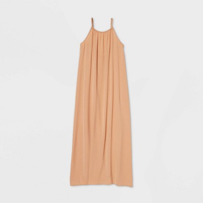 peach sleeveless dress