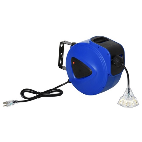 DURHAND 50ft Retractable Extension Cord Reel 3 Outlets Ceiling