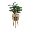 Set of 3 Wooden Planters with Stands - Handcrafted Bamboo & Plywood Plant Holders - Boho Indoor/Outdoor Home & Garden Decor - 20", 23", 26" Brown - 3 of 4