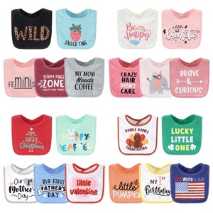 The Peanutshell Baby Girl Terry Bibs, 20 Pack for Feeding, Teething, or Drooling|Wild Child/Holiday - 1 of 4