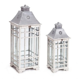 Traditional Farmhouse Lantern with Metal Lid (Set of 2) - 1 of 2