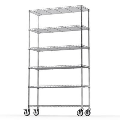 Dolonm Wire Shelving Unit, 6000 LBS NSF Height Adjustable Metal Garage Storage Shelves with Wheels,Metal Shelves