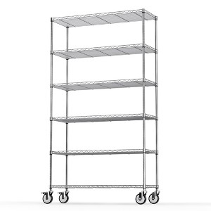 Dolonm Wire Shelving Unit, 6000 LBS NSF Height Adjustable Metal Garage Storage Shelves with Wheels,Metal Shelves - 1 of 4
