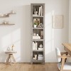 Narrow Bookcase 5 Tier Farmhouse Bookshelf Wooden Bookshelves Rustic Vintage Etagere Oak for Home Office, Living Room, Bed Room,Gray - 3 of 4