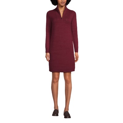 Lands' End Women's Cozy Lofty Quarter Zip Sweater Dress