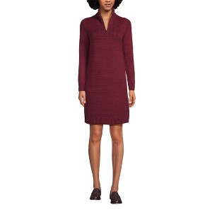 Lands' End Women's Cozy Lofty Quarter Zip Sweater Dress - 1 of 4