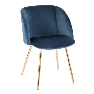 Mid-Century Blue Velvet Upholstered Arm Chair with Metal Legs