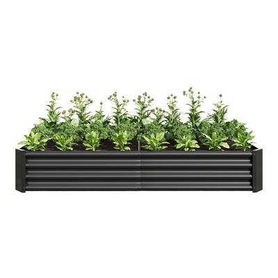 DOMETOUR Raised Garden Bed Outdoor, 6×3×1ft , Metal Raised Rectangle Planter Beds for Plants, Vegetables, and Flowers