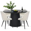 5-Piece Modern Round Dining Table Set, 46'' Pedestal Table with 4 White Boucle Upholstered Chairs, Space-Saving Dining Room Furniture-Maison Boucle - 2 of 4
