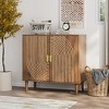 TIRAMISUBEST Sideboard Buffet Cabinet With Storage,Walnut Wood Buffet Cabinet with Line Groove Design - 3 of 4