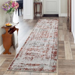 Modern Area Rugs Non Slip Abstract Indoor Carpet Washable Contemporary Accent Rugs Foldable Low Pile Distressed Floor Mat for Kitchen Bedroom Office - 1 of 4