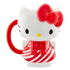 Silver Buffalo Sanrio Hello Kitty Candy Cane Dress 3D Sculpted Ceramic Mug | Holds 20 Ounces - 1 of 4