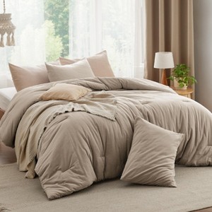 Bedsure | Cotton Fabric with Microfiber Inner Fill 3 Pcs Comforter Set for All Seasons - 1 of 4