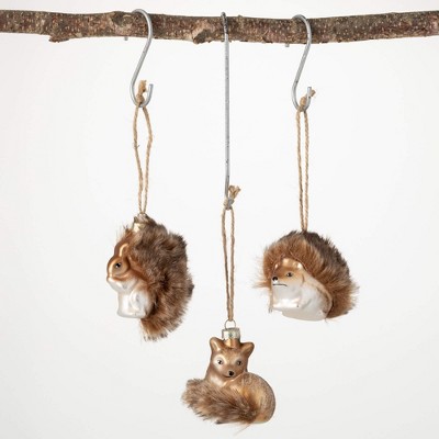 2.5"H Sullivans Woodland Animal Ornament - Set of 3  Brown Christmas Ornaments