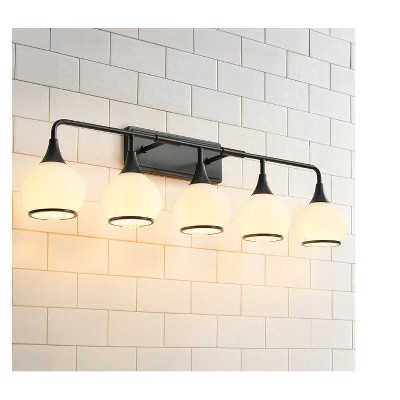 KAISITE 2 - Light Black and Gold Dimmable Bathroom Vanity Light with Globe Glass Shade