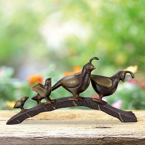 SPI Home Quail Family Parade Garden Sculpture – Aluminum Nature-Inspired Outdoor Decor with Patina Finish, 10" H x 18.5" W x 5" D - 1 of 4