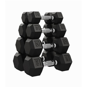 Garvee Rubber Encased Hex Dumbbell Set Contoured Handle for Muscle Toning, Strength Building & Full Body Workout - 1 of 4