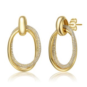 Elegant 14K Gold Plated Drop Earrings Adorned with Dazzling Cubic Zirconia for a Classic and Refined Look - 1 of 2