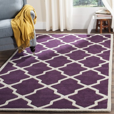 Purple and Ivory Hand-Tufted Wool Area Rug 3' x 5'