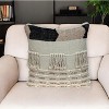 HomeRoots 18" Beige and Gold Striped Cotton Blend Throw Pillow With Fringe - 2 of 4