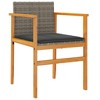 vidaXL Patio Chairs with Cushions 2 pcs Gray Poly Rattan&Solid Wood - 4 of 4