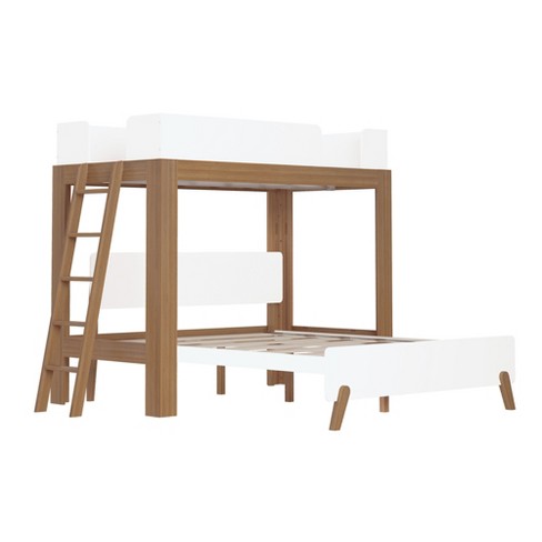 Max & Lily Mid-century Modern L-shaped Twin Over Queen Bunk Bed With ...