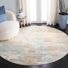 Aria ARA566 Power Loomed Area Rug - Ivory/Aqua - 6'7" round - Safavieh. - 2 of 3