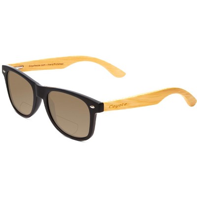 Coyote Woodie Polarized Sun Or Bi-focal Sunglasses Black Brown Bamboo, Blue  Mirror +2.50 : Target