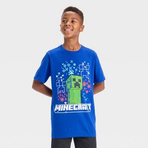 Boys' Minecraft Americana Short Sleeve Graphic T-Shirt - Blue - 1 of 4