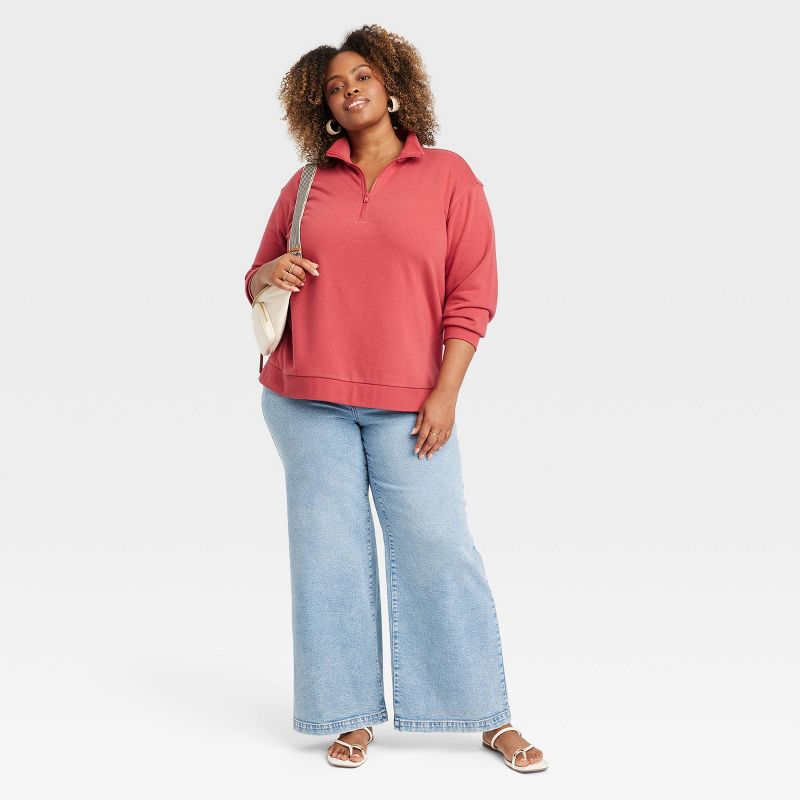 Women's Quarter Zip Pullover Sweatshirt - Ava & Viv™ , 3 of 4
