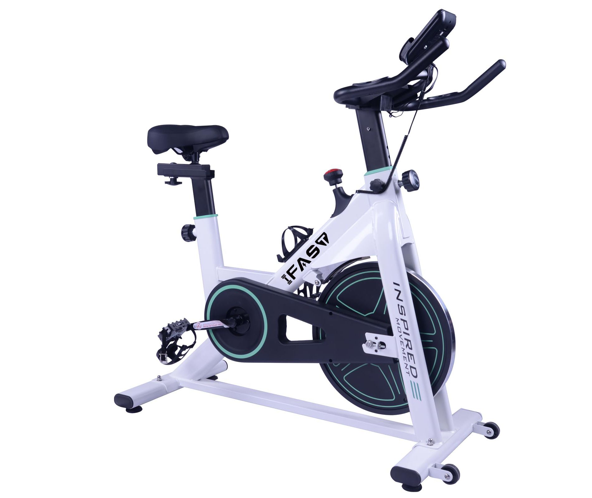 NAYSAYE Exercise Trainers Stationary Exercise Bike with 35LB Flywheel and Adjustable Resistance for Home Gym, White and Black, 41.14"*8.66"*32"