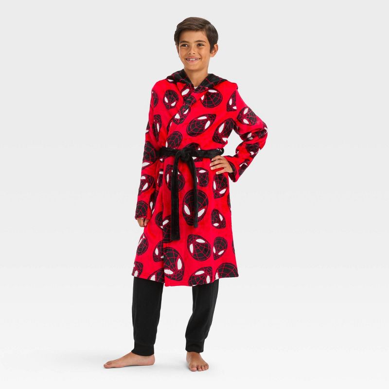 Boys' Spider-Man: Miles Morales Hooded Robe - Red, 3 of 4
