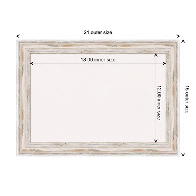 Amanti Art White Cork Board Wood Framed Alexandria White Wash Narrow Bulletin Board 21 in. x 15 in.