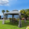Aghana Digitals 10x10 Brown Outdoor Gazebo with Reinforced Corner Shelves, Double-Tier Canopy & - 2 of 4