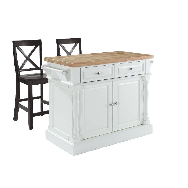 Oxford Kitchen Island with 2 Counter Height Barstools White - Crosley, 5 of 9
