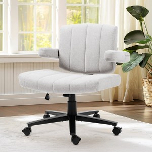 FONTOI Criss Cross Wheeled Chair, High-Backed with Adjustable Wide Armrests, Anti-Skid Fabric Upholster for Home Office Use, 26"*19"*38" - 1 of 4