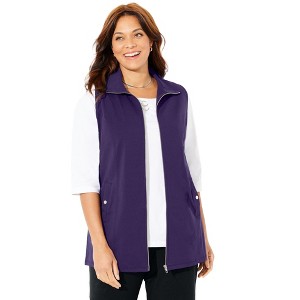 Catherines Women's Plus Size Suprema Studio Zip Front Vest - 1 of 4