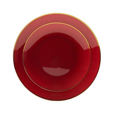 Trendables 8" Classic Burgundy Disposable Plates Dinner Plastic Plates ...