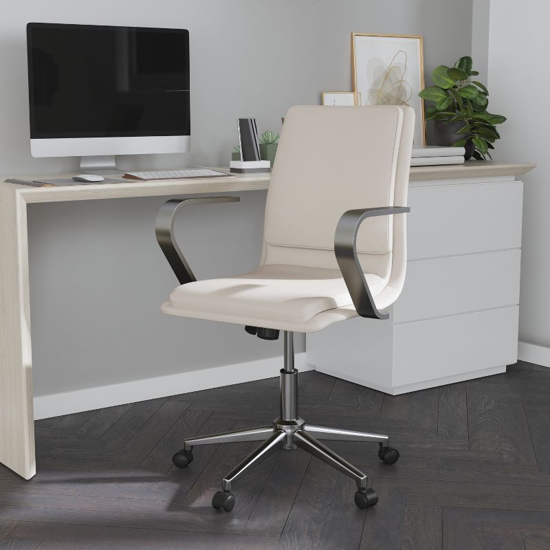 Merrick Lane Mid-Back Home Office Chair with Armrests, Height Adjustable Swivel Seat and Five Star Base, 3 of 13