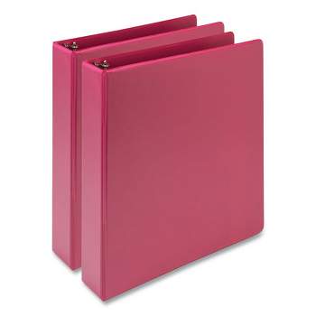 Samsill Earth's Choice Plant-Based Economy Round Ring View Binders, 3 Rings, 1.5" Capacity, 11 x 8.5, Pink, 2/Pack