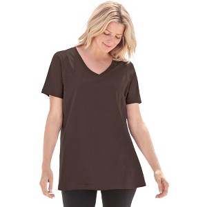 Woman Within Plus Size Perfect Short-Sleeve V-Neck Tee - 1 of 4