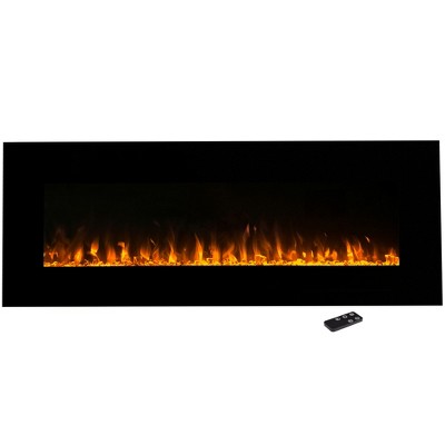 Northwest 54" Electric Fireplace Wall Mounted Led Fire And Ice Flame with Remote: No Heat Faux Indoor Metal Frame