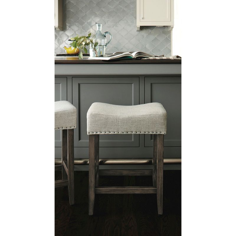 24&#34; Rumford Saddle Counter Height Barstool with Wood Linen Gray - Threshold&#8482;, 2 of 5