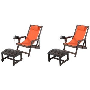 Jiallo Romantic Collection Canvas Sling Chair with Cup and Wine Holder and Ottoman (Set of 4) - 1 of 4
