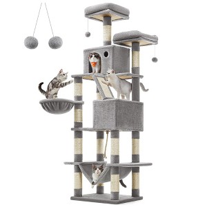 Feandrea 66.1/81.1"H Cat Tree Cat Tower for Indoor Cats, Plush Multi-Level Cat Condo with Scratching Posts, Perches, Caves, Hammock - 1 of 4