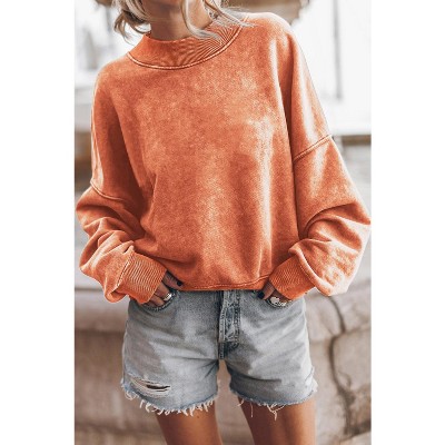 I AM A FASHION JUNKY Brown Plain Drop Shoulder Crew Neck Pullover Sweatshirt