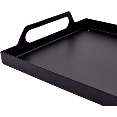 Black Metal Rectangular Serving Tray with Handles