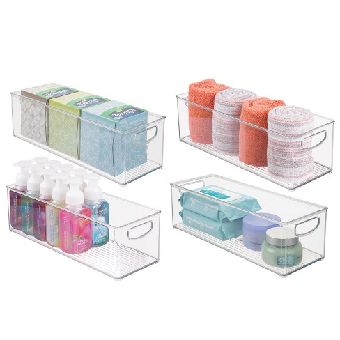 Mdesign Plastic Bathroom Organizer Bin, Adhesive Mount For Wall, 2 Pack,  Clear : Target