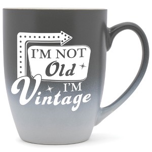 Elanze Designs I'M Not Old, I'M Vintage Two Toned Ombre Matte Grey and White 12 ounce Ceramic Stoneware Coffee Cup Mug - 1 of 4