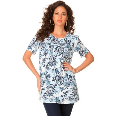 Roaman's Women's Plus Size Shirred Ultimate Tee